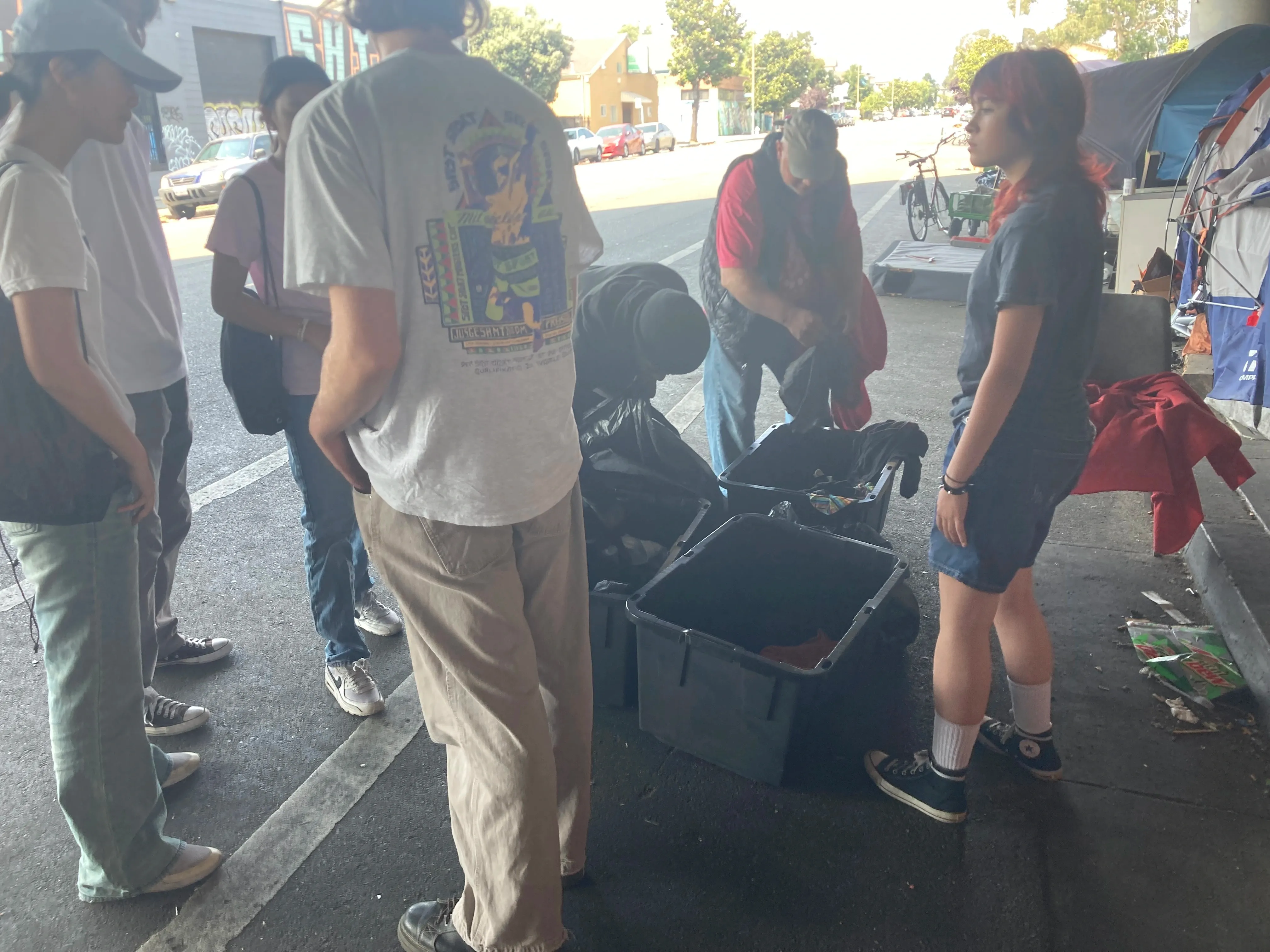 AYOUTH members hand out clothes in Oakland